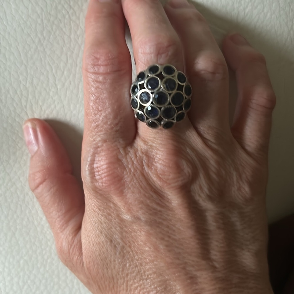 Elegant dark purple and sterling Silver Statement Ring size 9.5